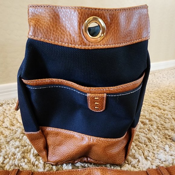 Miche MISTY Demi Chestnut Brown and Navy Blue Canvas Shell Cover Purse Bag Cover - Picture 3 of 14